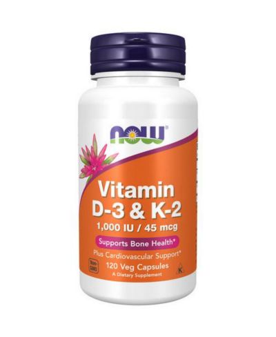 Витамины NOW Foods Vitamin D-3 & K-2, 45 mcg, 120 Veg Caps