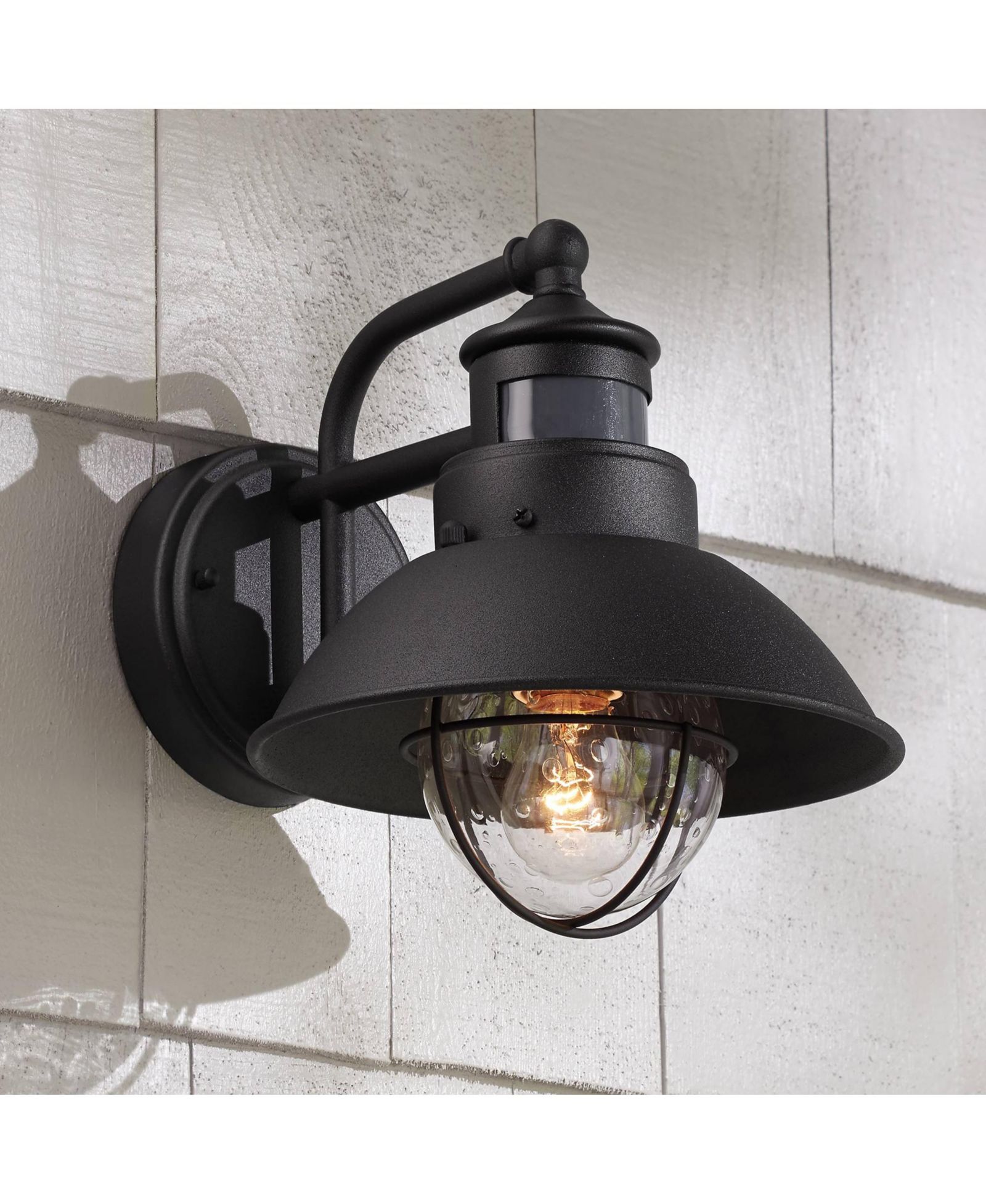 John Timberland Dusk to Dawn Motion Sensor 9" Clear Seedy Glass for Exterior Deck House Yard Oberlin Rustic Farmhouse Outdoor Barn Light