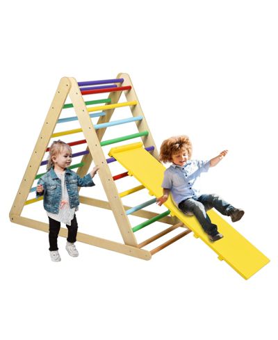 Sugift Foldable Wooden Triangle Climber with Reversible Ramp