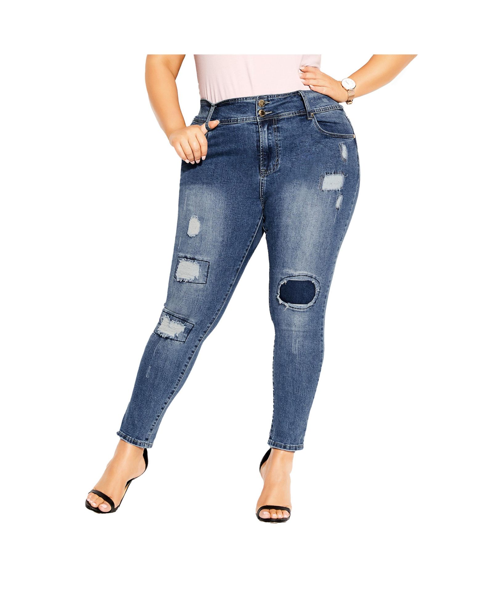 CITY CHIC Plus Size Patched Apple Skinny Jean