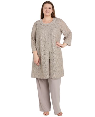 R & M Richards Plus Size 3-Pc. Embellished Jacket, Tank & Pants Set
