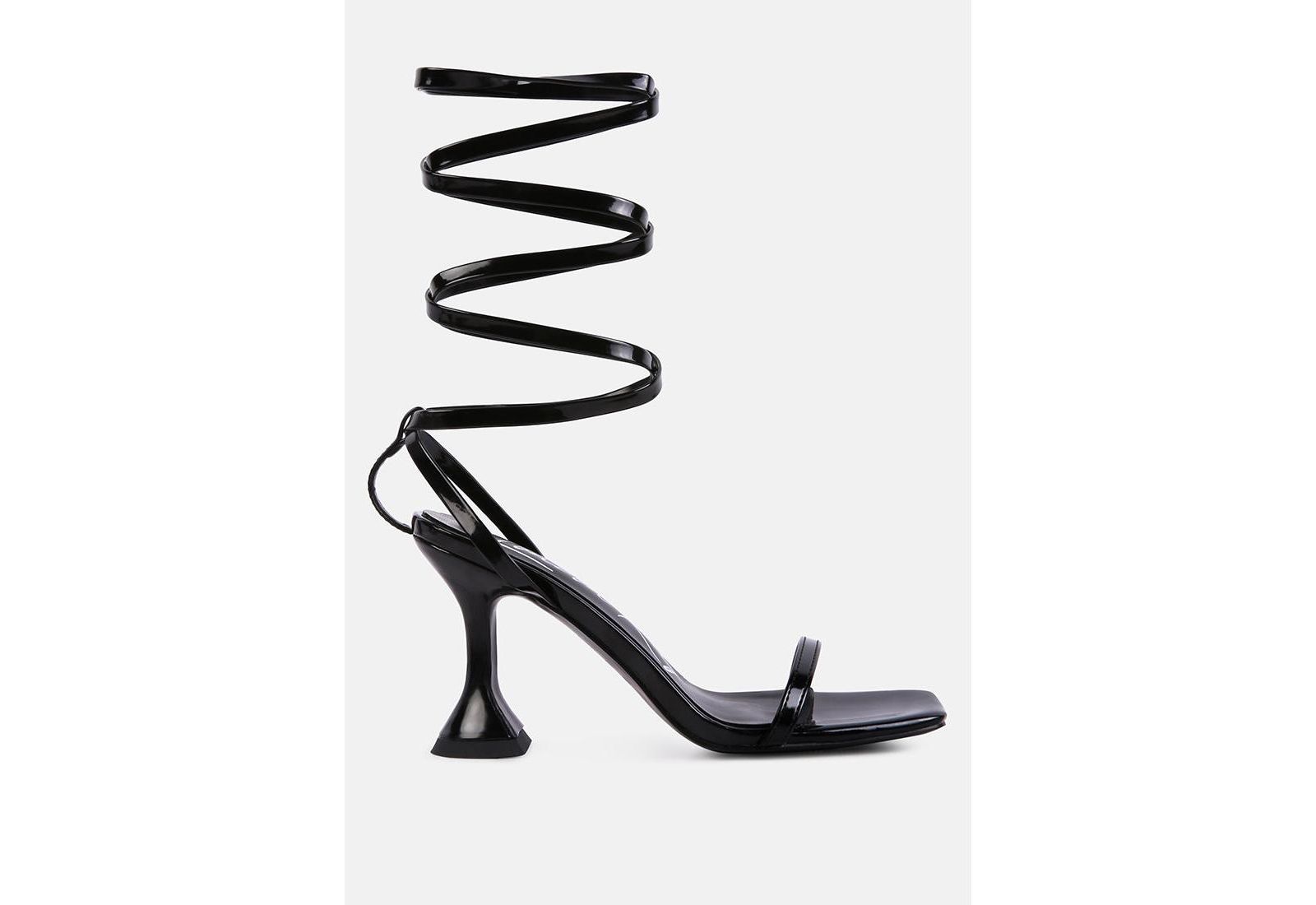 London Rag Women's Lewk Strappy Tie Up Spool Heel Sandals