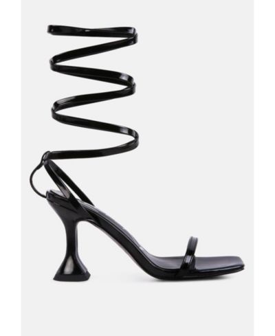 London Rag Women's Lewk Strappy Tie Up Spool Heel Sandals