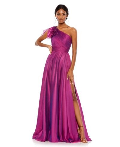 Mac Duggal Женское шифоновое вечернее платье с плиссировкой и открытым плечом