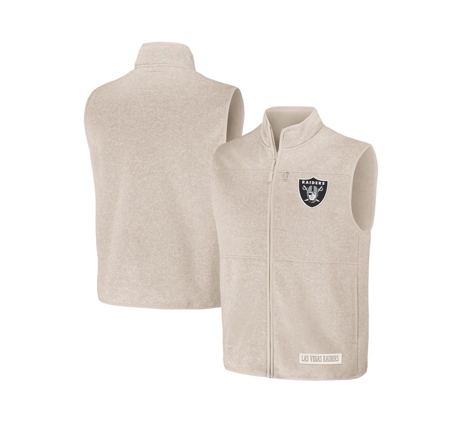 Мужской жилет-свитер Fanatics NFL x Darius Rucker Collection Oatmeal Las Vegas Raiders Full-Zip
