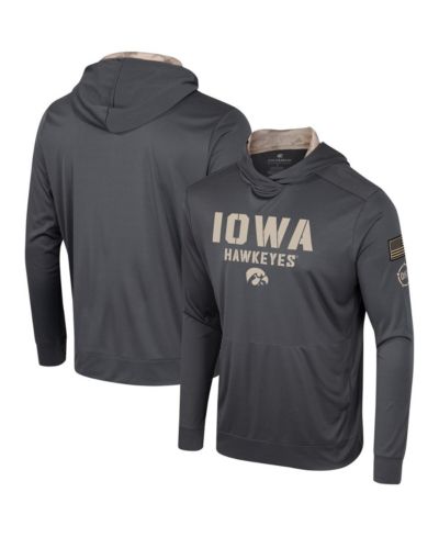 Men's Colosseum Charcoal Iowa Hawkeyes OHT Military-Inspired Appreciation Long Sleeve Hoodie T-shirt