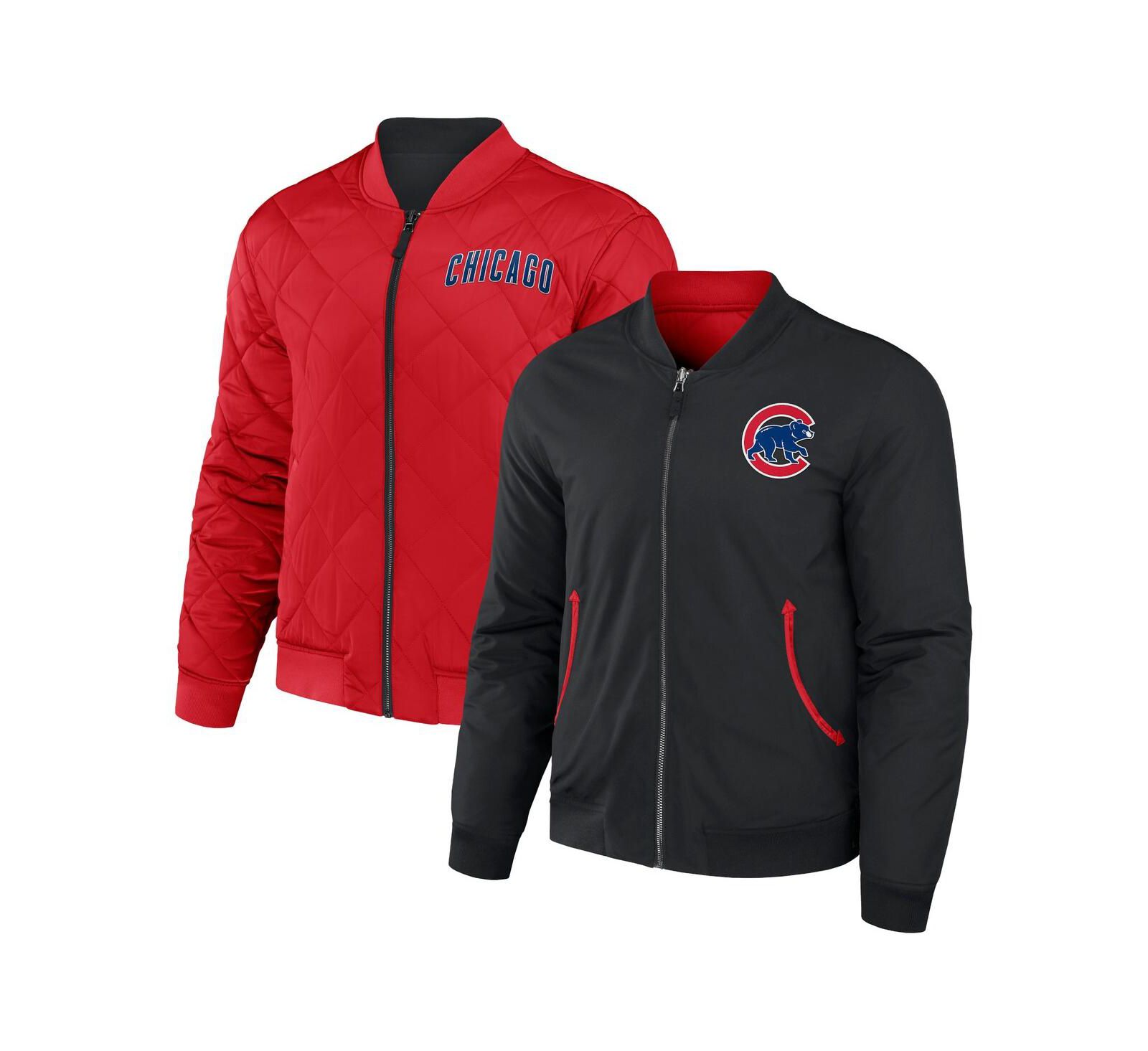 Мужской Darius Rucker Collection by Fanatics Black, Red Chicago Cubs Reversible Full-Zip Bomber Jacket