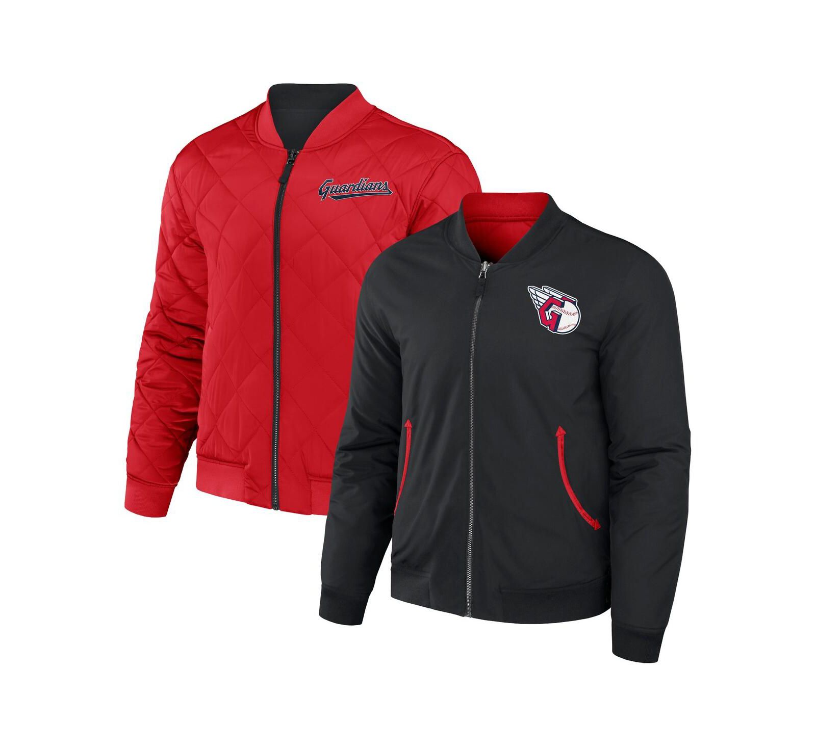 Men's Darius Rucker Collection by Fanatics Black, Red Cleveland Guardians Reversible Full-Zip Bomber Jacket