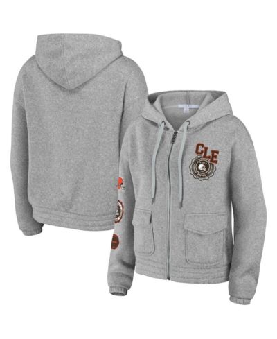 Женское худи WEAR by Erin Andrews Heather Gray Cleveland Browns с полной молнией