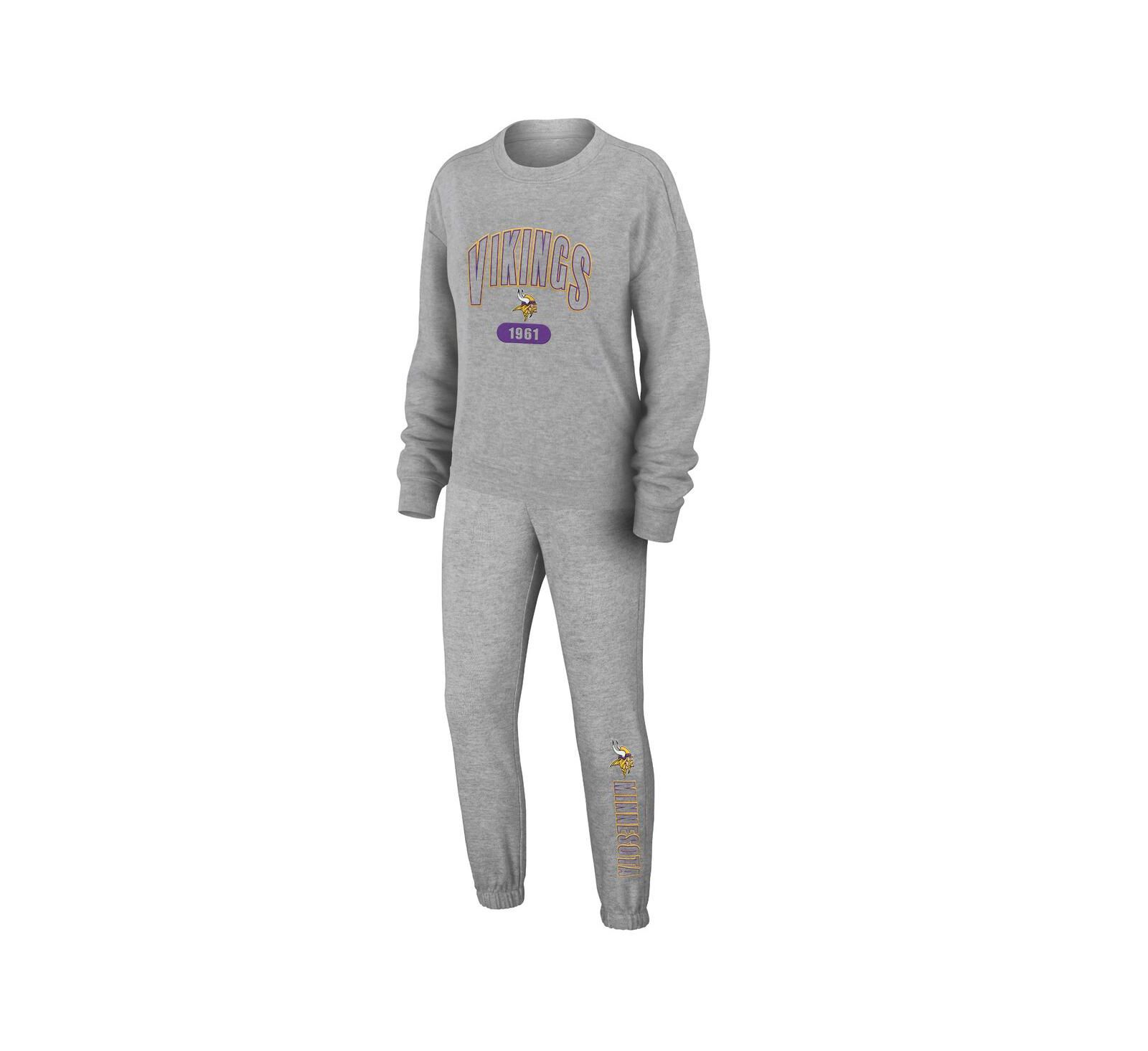 Женский комплект WEAR by Erin Andrews Minnesota Vikings Knit Long Sleeve Tri-Blend T-shirt и брюки Heather Gray