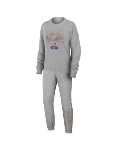 Женский комплект WEAR by Erin Andrews Minnesota Vikings Knit Long Sleeve Tri-Blend T-shirt и брюки Heather Gray