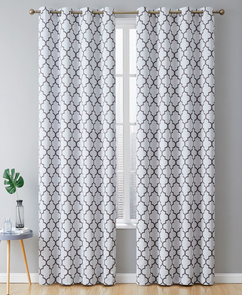 HLC.ME Шторы Blackout Lattice Print Pattern - Weather Insulated, Sun Blocking, Set of 2