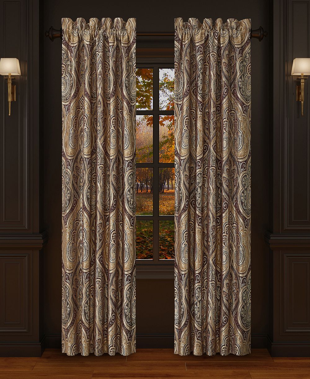 Five Queens Court Bordeaux Window Panel Pair, 50" x 84"