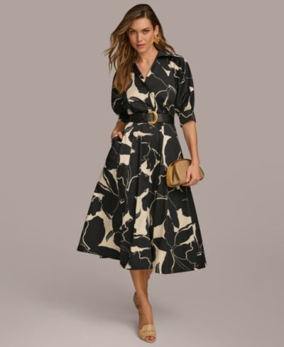 Donna Karan New York Женское платье-рубашка с принтом из искусственной кожи