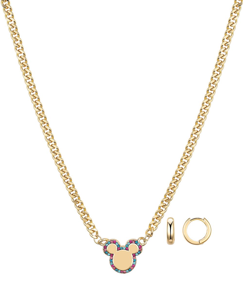 Набор ожерелье и серьги-кольца Disney Multi Color Crystal Mickey Mouse