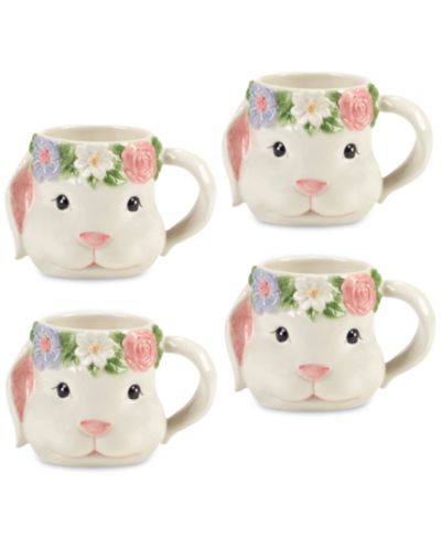 Certified International Easter 3-D Bunny Mugs, Set of 4