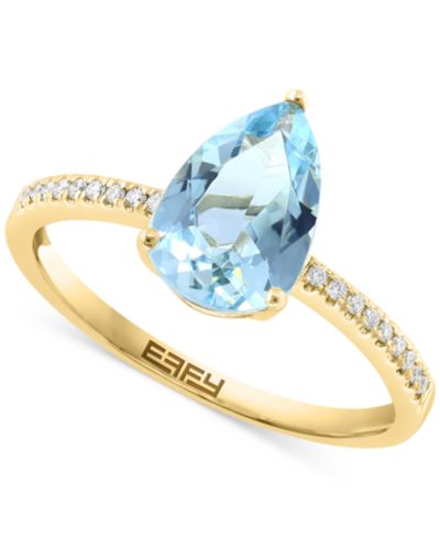 Кольцо EFFY Collection Aquamarine & Diamond в золоте 14k