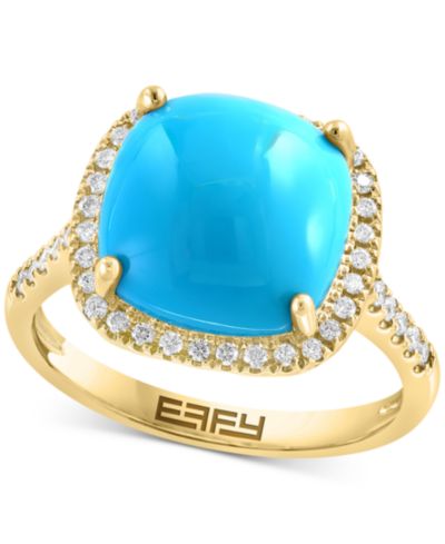 EFFY® Кольцо Halo с бирюзой и бриллиантами (1/4 ct. t.w.) в 14k Gold