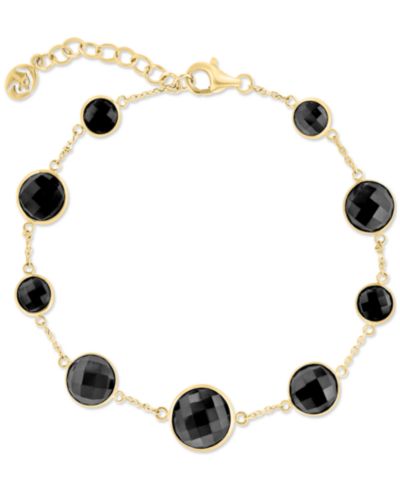 EFFY® Onyx Bezel-Set Graduated Station Link Bracelet in 14k Gold