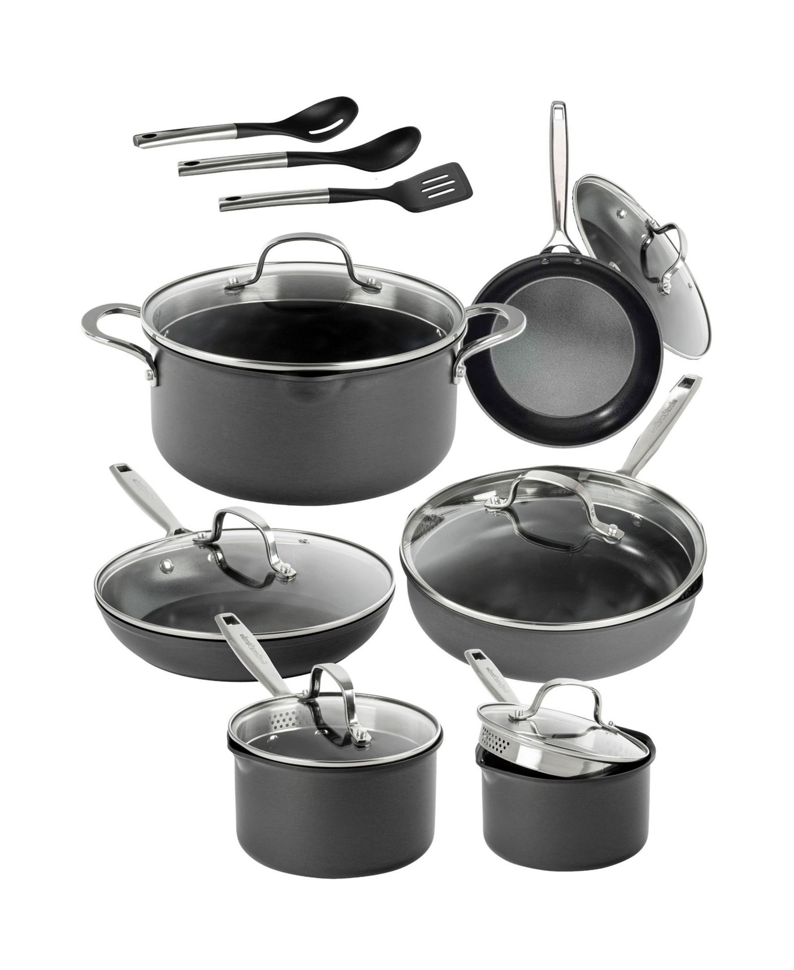 Gotham Steel Профессиональный набор кухонной посуды Ceramic Nonstick, 2x Hard Anodized, 15 предметов
