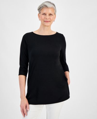 JM Collection Women's Boat-Neck 3/4-Sleeve Tunic Top, Created for Macy's
