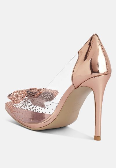 London Rag Women's Erika Metallic Embellished Clear Pumps