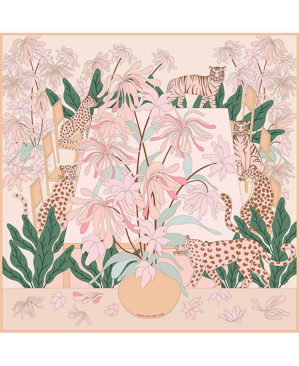 двусторонний шелковый шарф jessie zhao new york jungle gathering