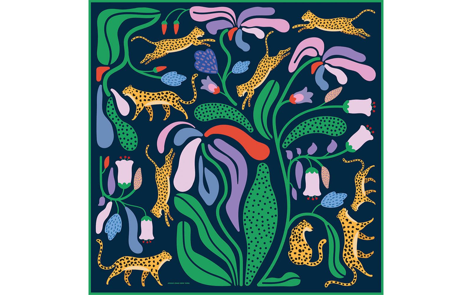 Шелковый шарф Jessie Zhao New York Double Sided Of Jungle Night