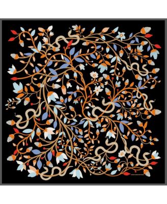Jessie Zhao New York Double Sided Silk Scarf Of Night's Enchanted Garden