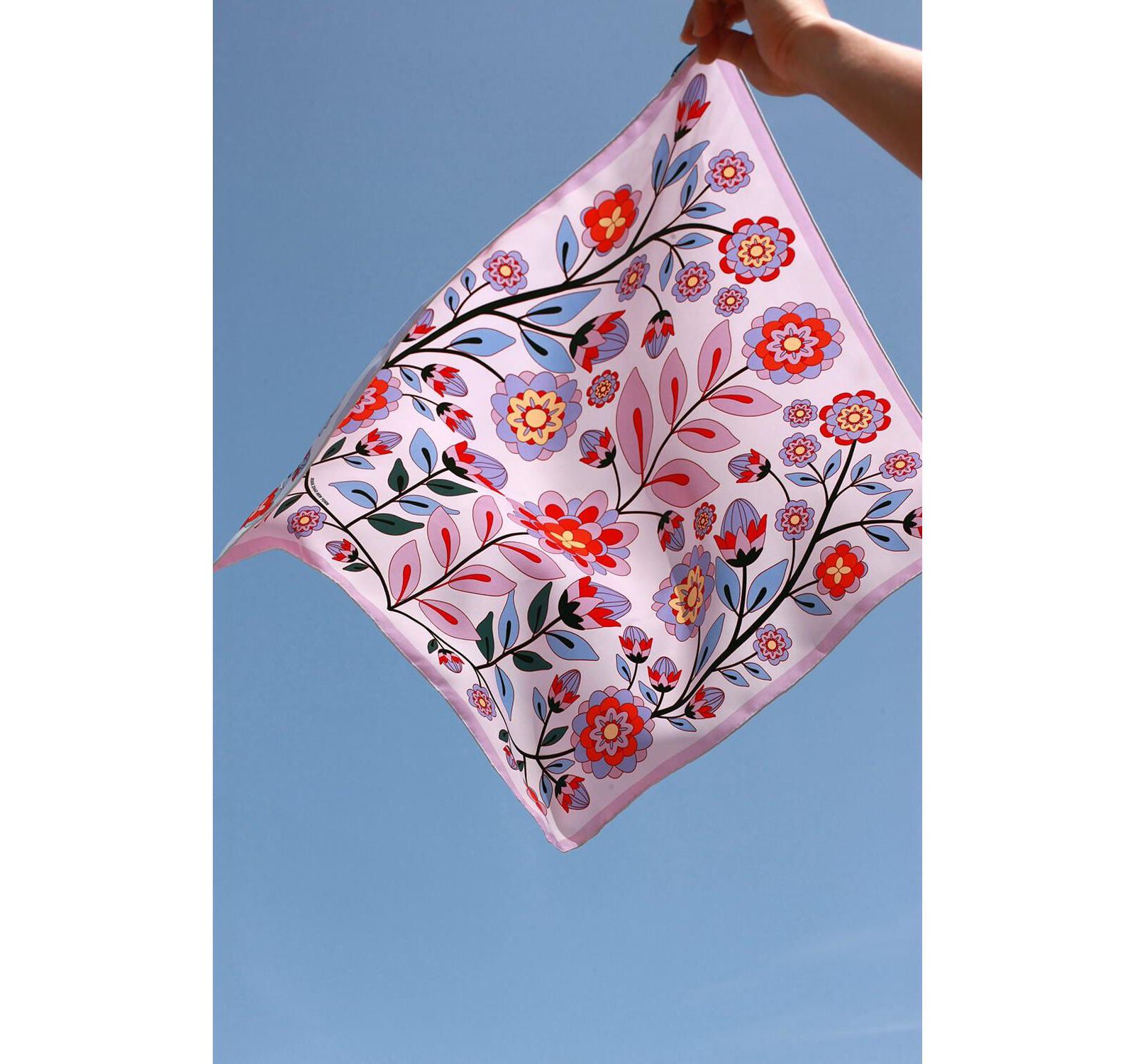 Jessie Zhao New York Double Sided Silk Scarf Of Pink Garden