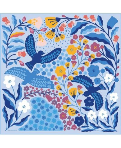 Шелковый шарф Jessie Zhao New York Double Sided Blue Birds