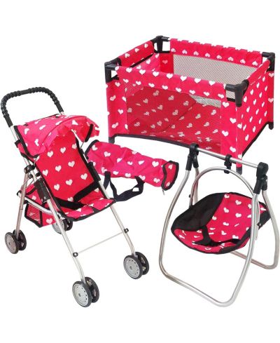 The New York Doll Collection My First Doll 3-in-1 Stroller, Swing and Crib, 3-Piece Set, Ages 3+