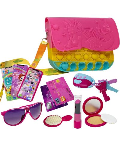 The New York Doll Collection Mermaid Pop It 10-Piece Purse Playset, Ages 3+