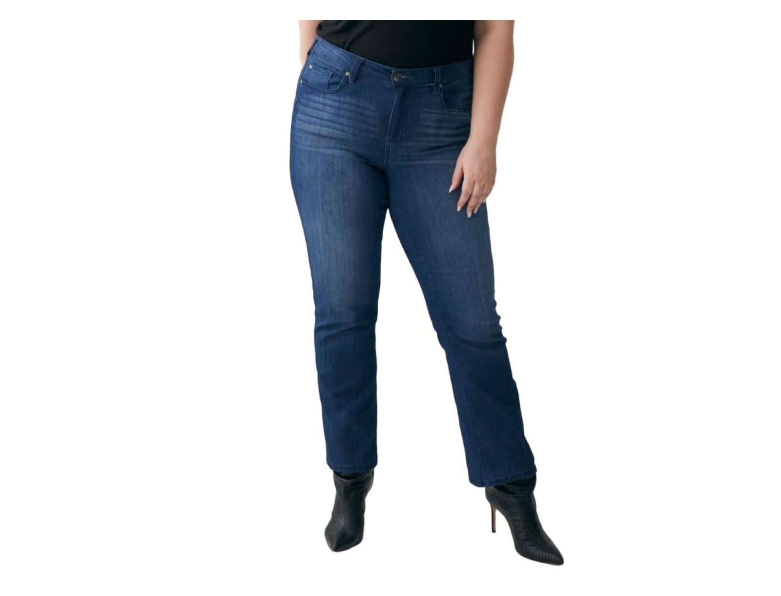 Molly & Isadora Plus Size High Rise Vintage-Like Wash Bootcut Jean