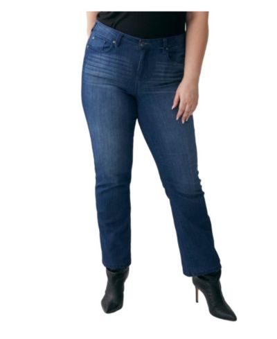 Molly & Isadora Plus Size High Rise Vintage-Like Wash Bootcut Jean