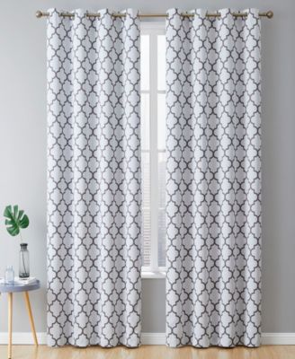 HLC.me  Lattice Print Blackout Curtains, Weather Insulated Sun Blocking Window Drapes for Living Room, Set of 2.
