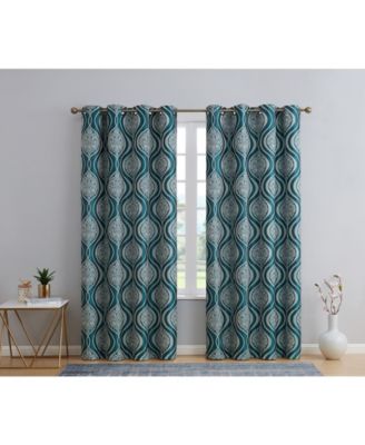 HLC.ME Montero Damask 100% Complete Blackout Shading Thermal Insulated Energy Efficient Heat/Cold Blocking Grommet Heavy Curtain Panels, Set of 2
