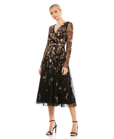 Платье Mac Duggal Women's Floral Embroidered A-Line Cocktail