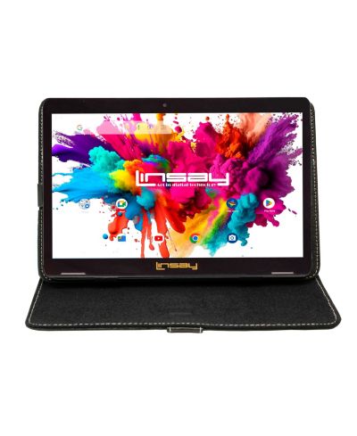 Планшет LINSAY 10.1" Octa Core 128GB с черным кожаным чехлом Android 15