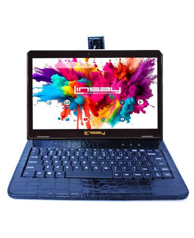 Планшет LINSAY 10.1" Octa Core 128GB Android 15 Black Crocodile Keyboard