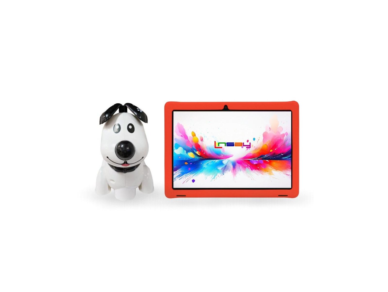 New LINSAY 10.1" Funny Kids Octa Core 256GB Tablet with Red Kids Defender Case and Smart Dog Toy Android 15
