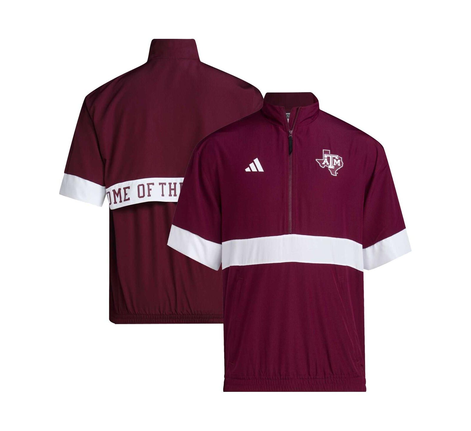 Мужская куртка adidas Maroon Texas A&M Aggies Strategy с коротким рукавом и полумолнией