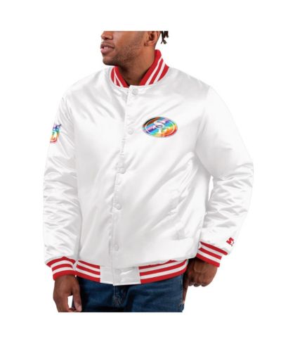 Мужская куртка Starter White Distressed San Francisco 49ers Pride Full-Snap Varsity