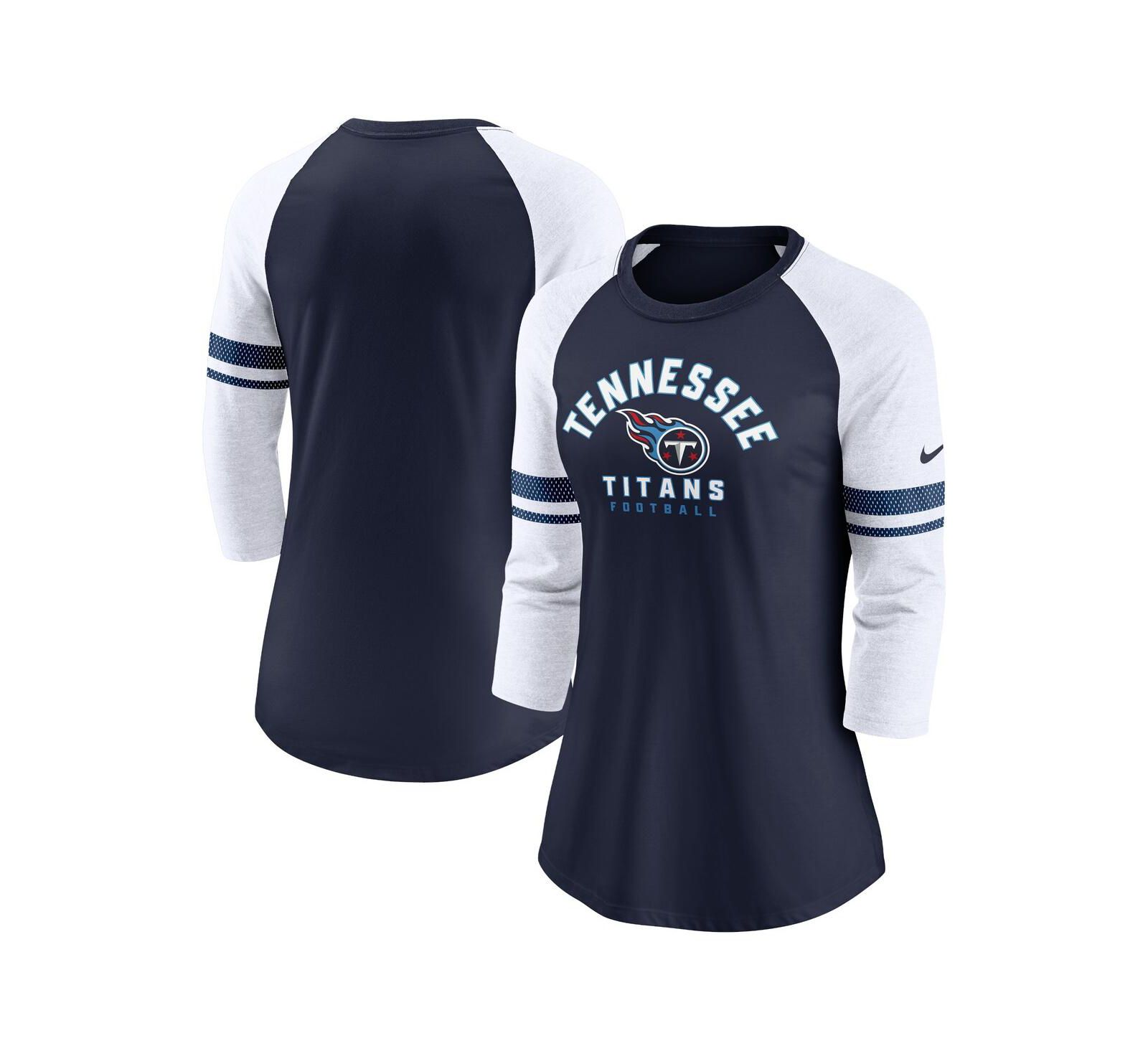 Women's Nike Navy Tennessee Titans 3/4-Sleeve Lightweight Raglan Fashion T-shirt