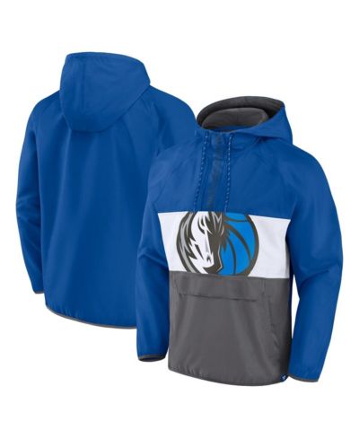 Мужское худи-анорак Fanatics Blue, Gray Dallas Mavericks Flagrant Foul Color-Block Raglan Half-Zip Jacket