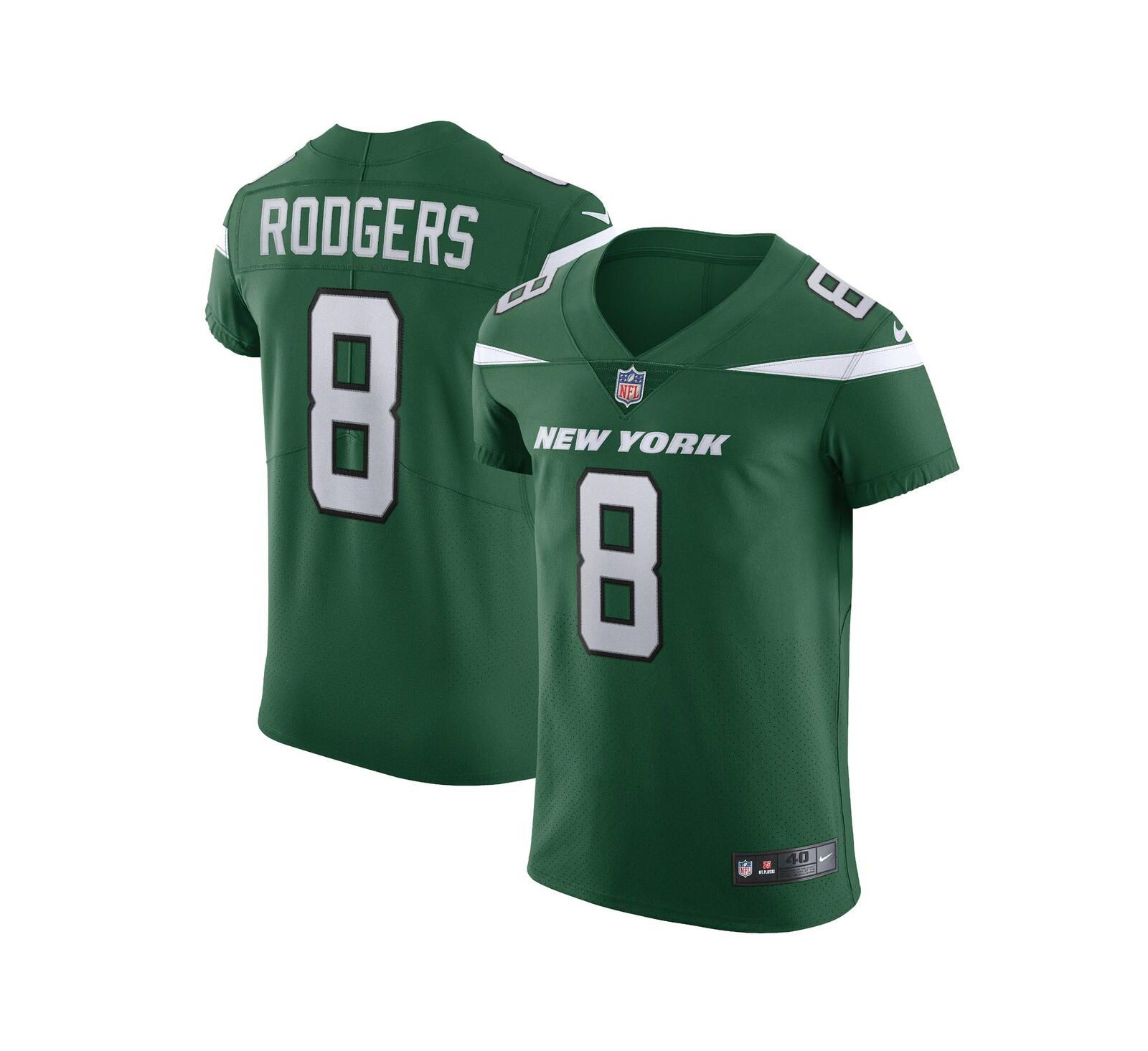 Men's Nike Aaron Rodgers Gotham Green New York Jets Alternate Vapor F.U.S.E. Elite Jersey
