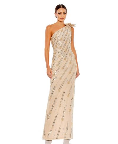 Mac Duggal Женское вечернее платье с цветочной отделкой Embellished One Shoulder