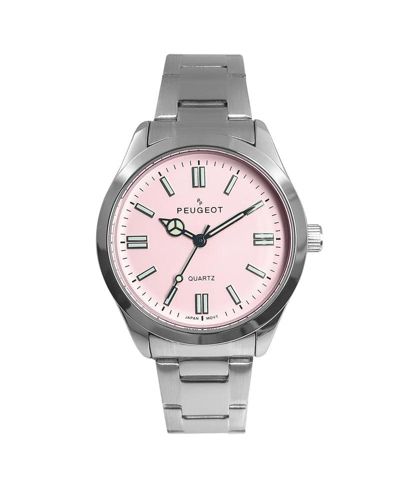 Peugeot Women's 36mm Sport Watch with Pink Dial and Stainless Steel Bracelet