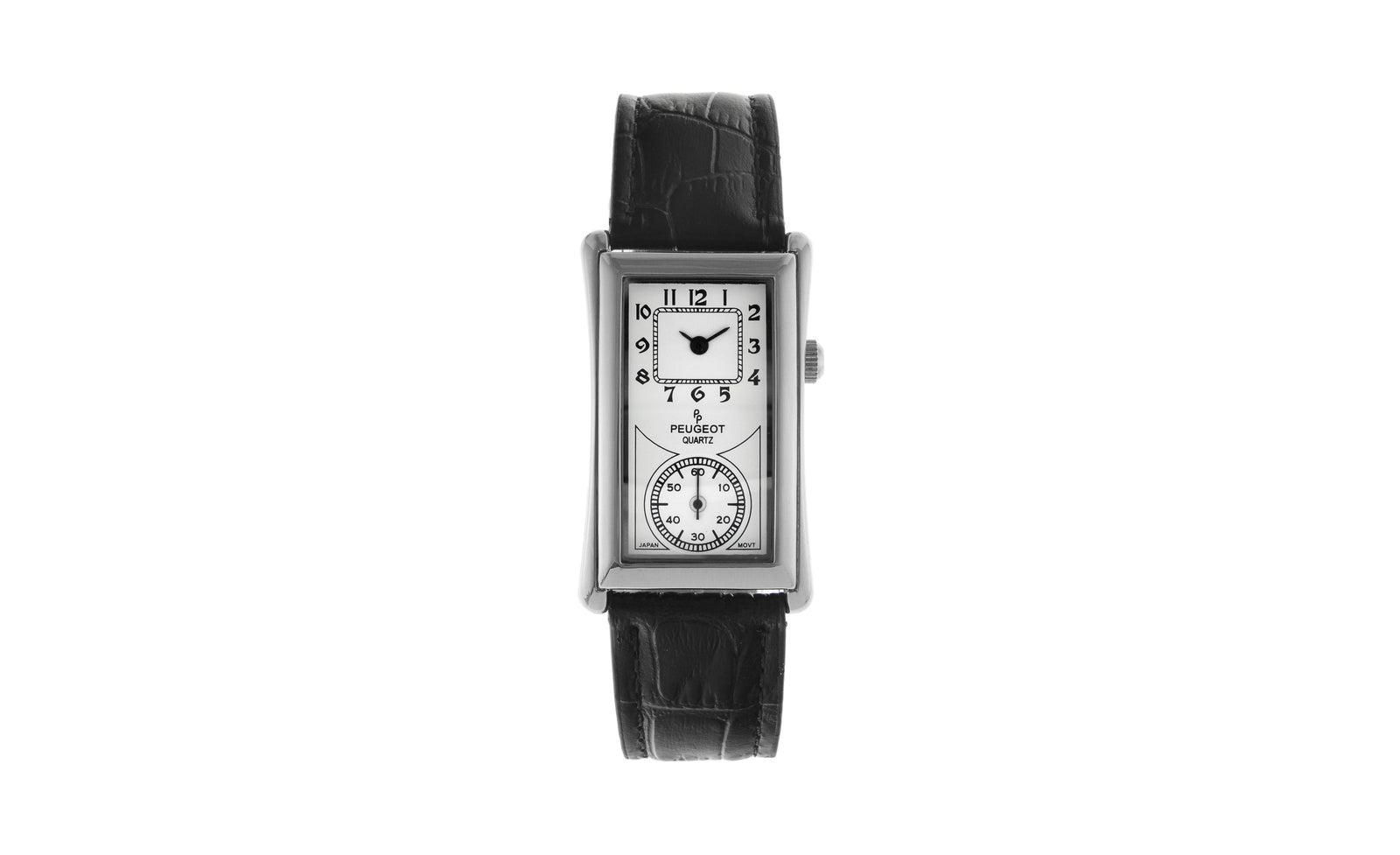 Peugeot Men's 40x24 mm Silver Large Remote Sweep Leather Strap watch