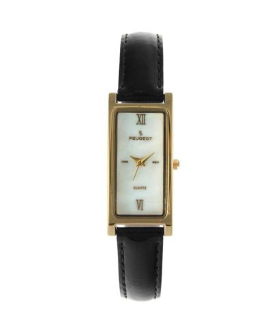 Peugeot Women 36x18mm Watch Glossy Black Leather Strap